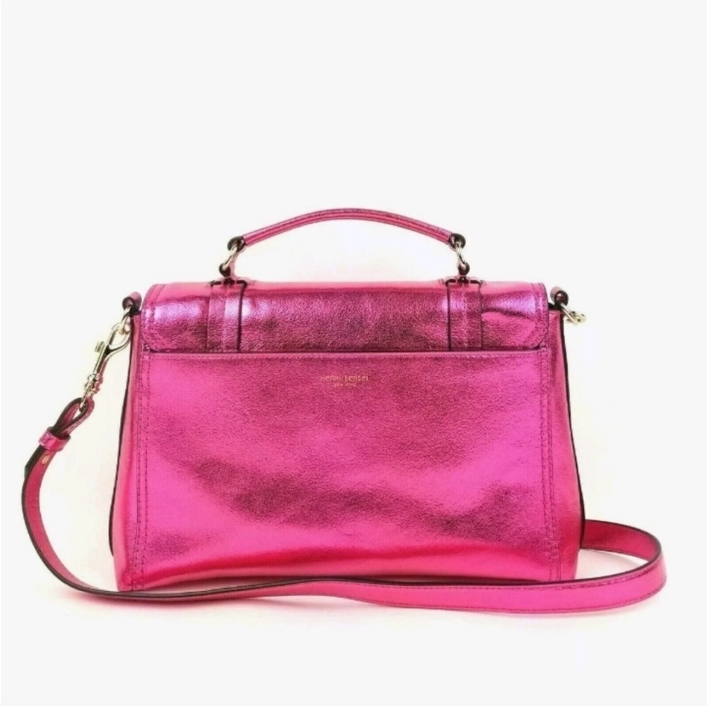 Henri Bendel Cambria Metallic Lipstick Pink Leather Satchel/Crossbody NWT - Picture 6 of 16